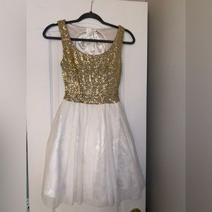 Gold/white mini dress
